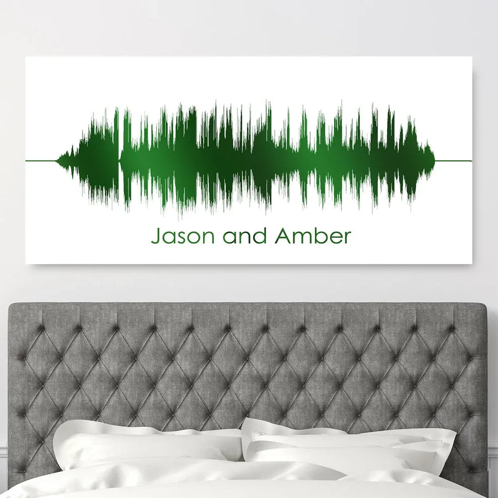 55th Anniversary Gift Emerald Sound Wave Canvas