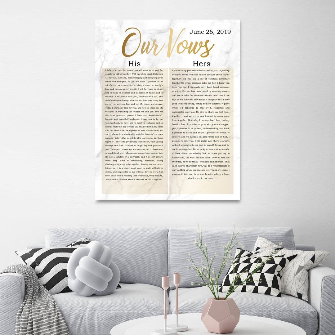50th Anniversary Gift Personalized Vows Canvas