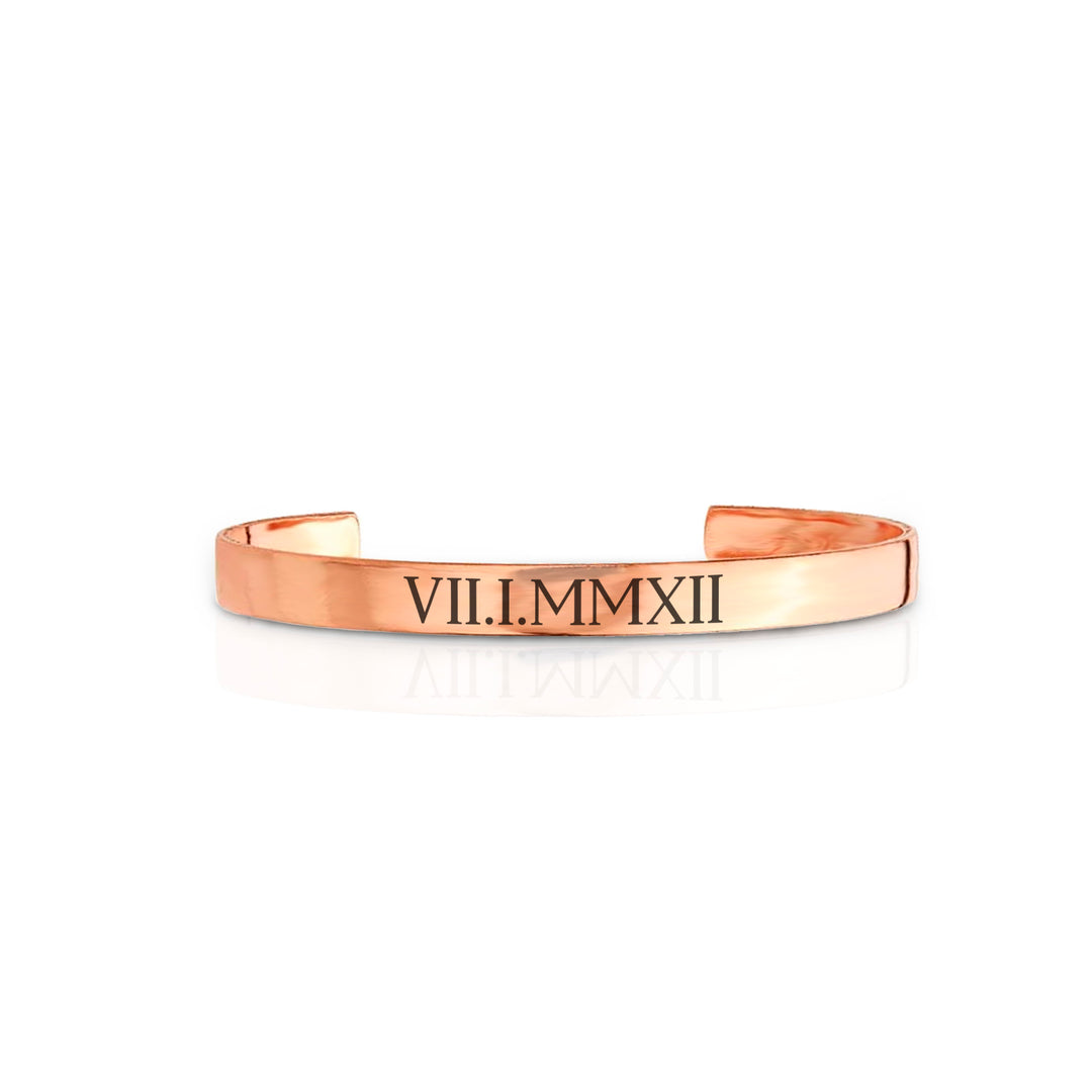 Roman Numeral Copper Bracelet - 7th Anniversary Gift