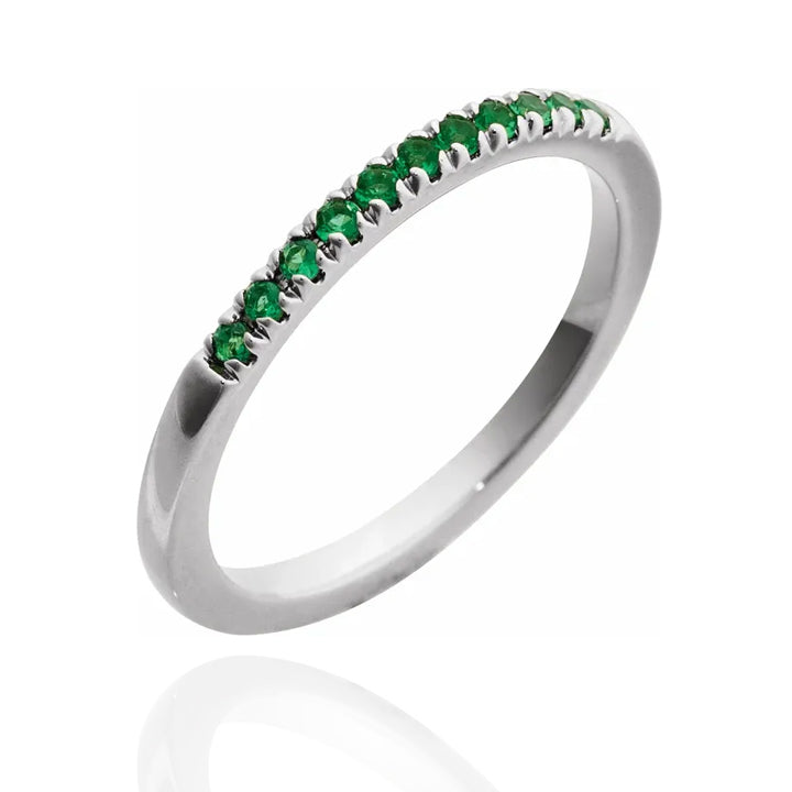 10K white gold emerald ring anniversary gift