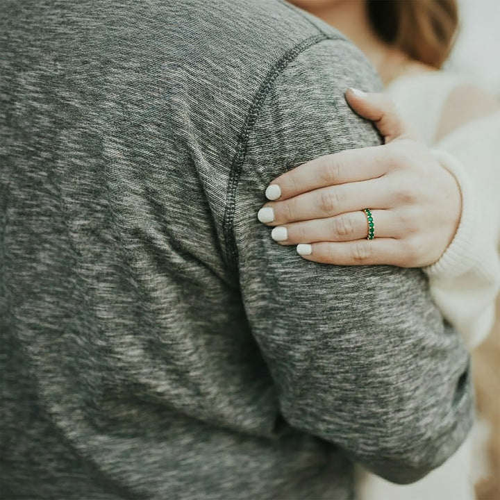10K yellow gold emerald ring anniversary gift