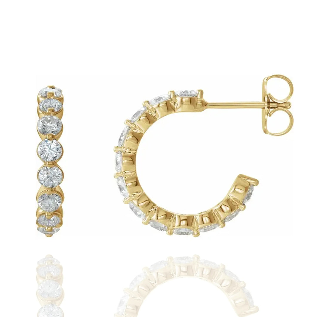14k Gold Hoop Moissanite Earrings