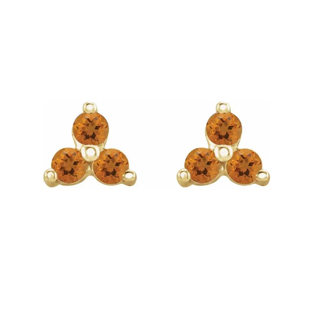 3 Stone Natural Citrine Earrings