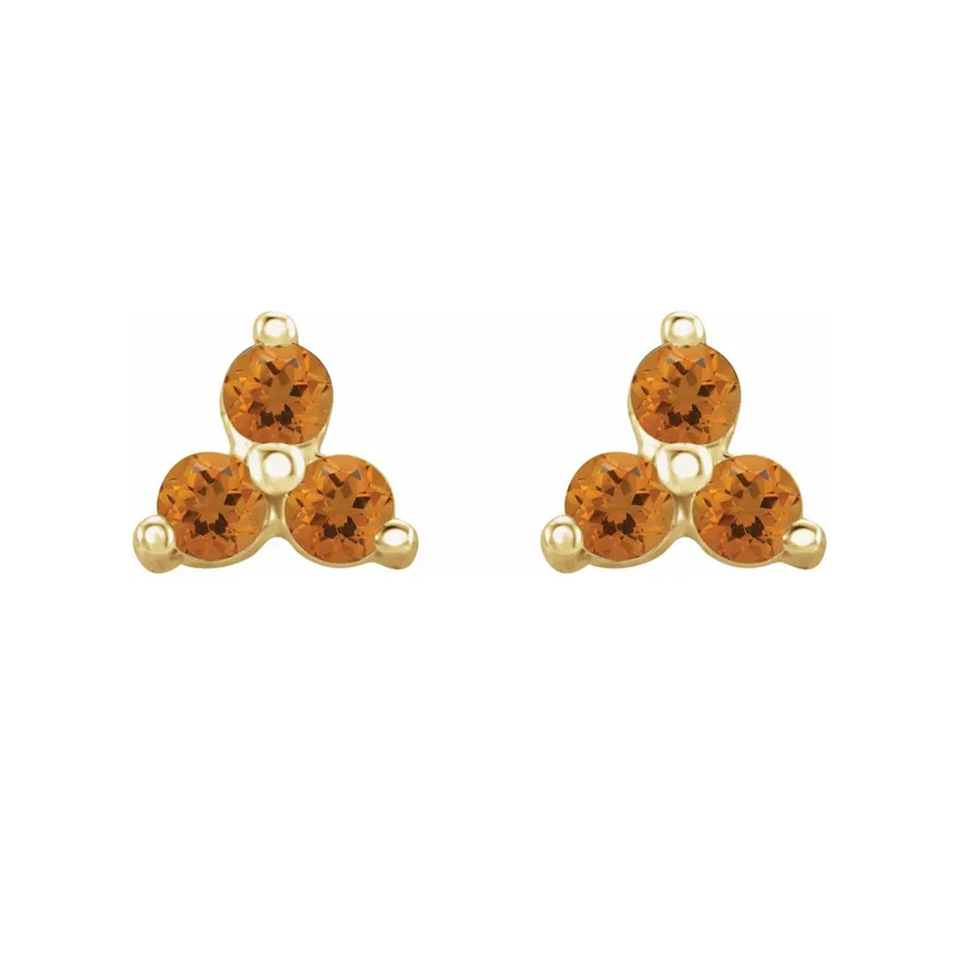 3 Stone Natural Citrine Earrings