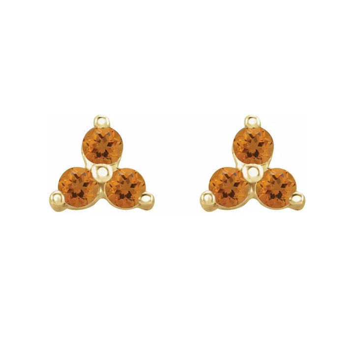 3 Stone Natural Citrine Earrings