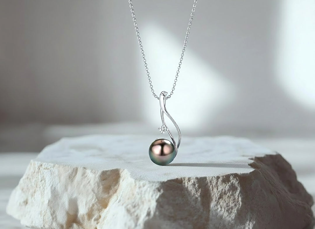 Black Pearl Necklace Anniversary Gift