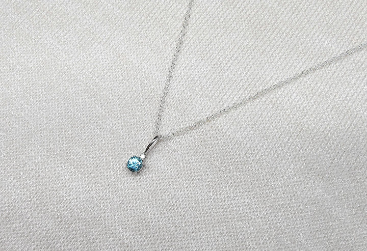 Blue Zircon Pendant Necklace Anniversary Gift Idea