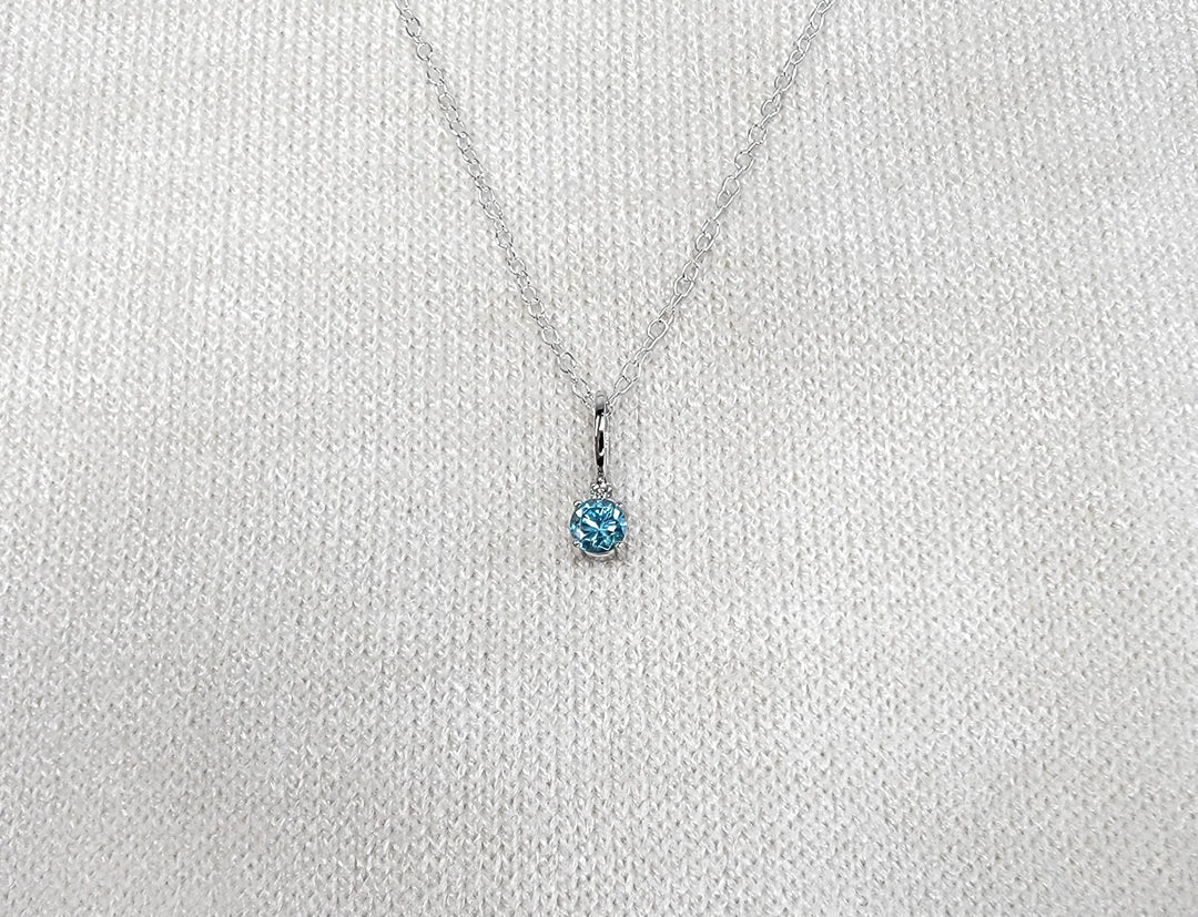 Blue Zircon Pendant Necklace Anniversary Gift