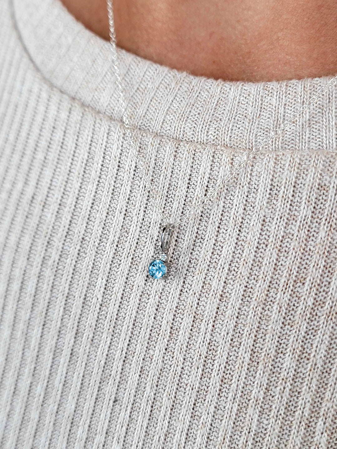Blue Zircon Pendant Necklace Anniversary Gifts
