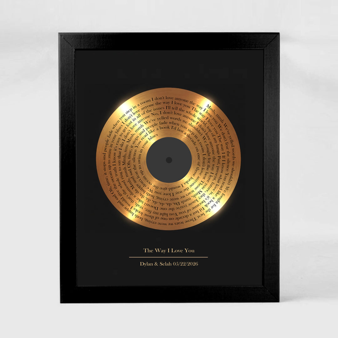 Bronze vinyl record lyric art
