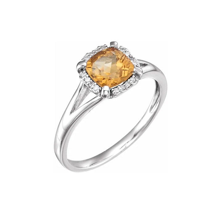 Natural Citrine Ring with Diamonds