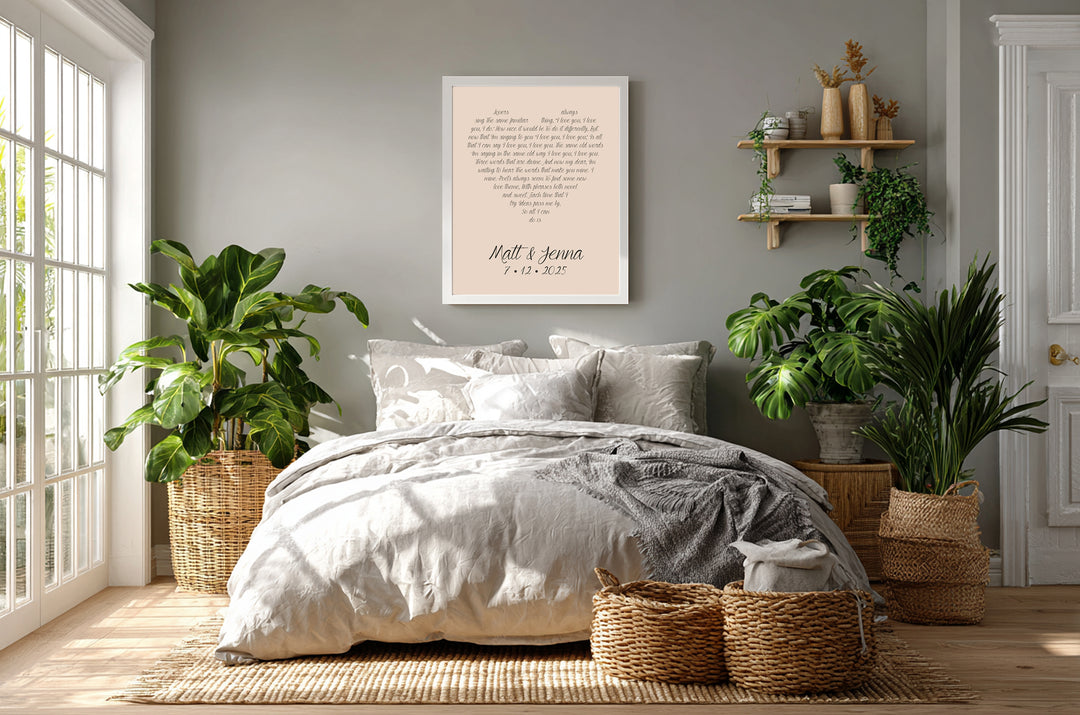 Heart Lyrics Print - Coral Anniversary Gift