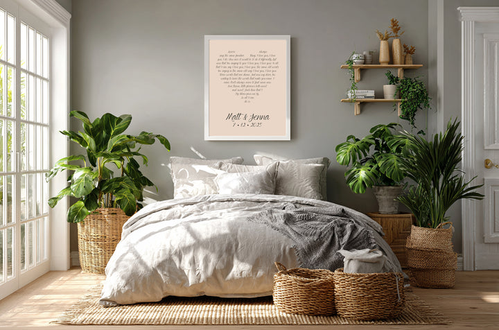 Heart Lyrics Print - Coral Anniversary Gift