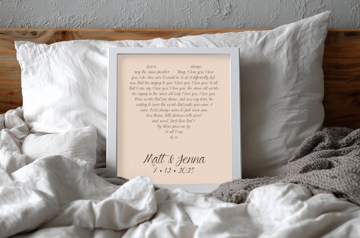 Heart Lyrics Print - Coral Anniversary Gift