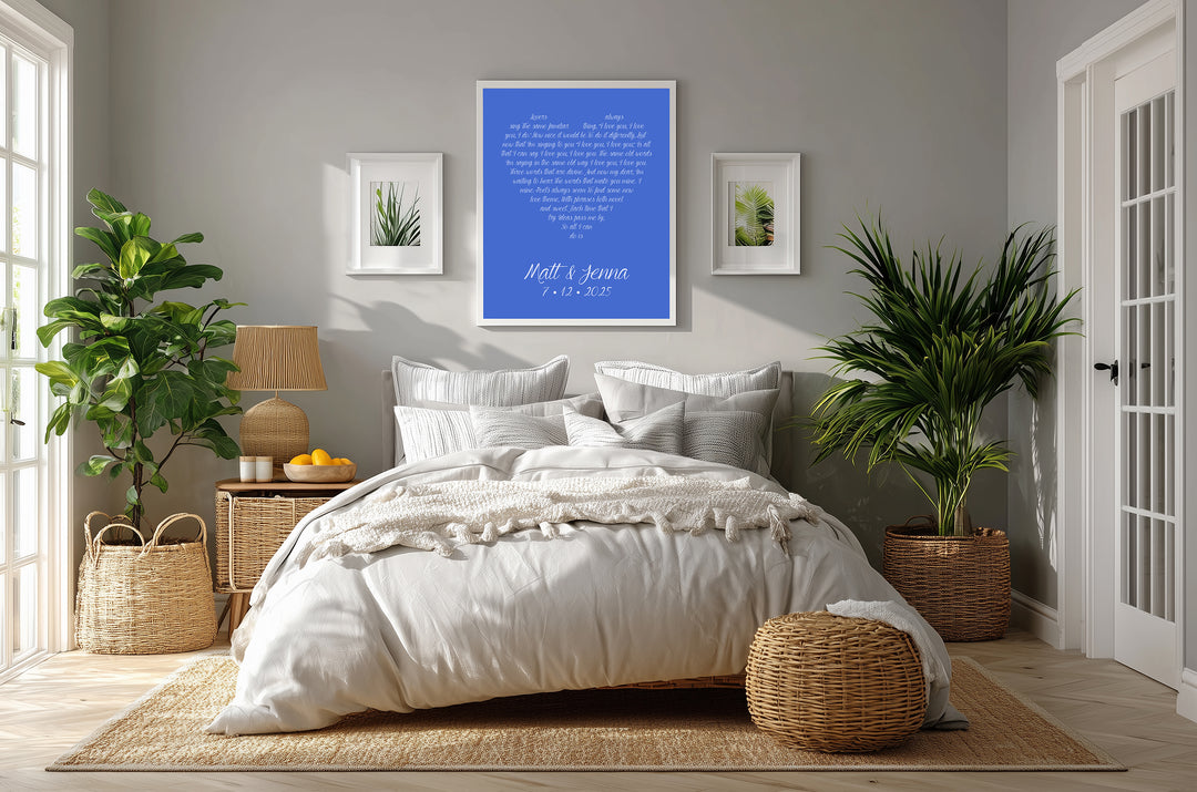 Heart Lyrics Print - Sapphire Anniversary Gift