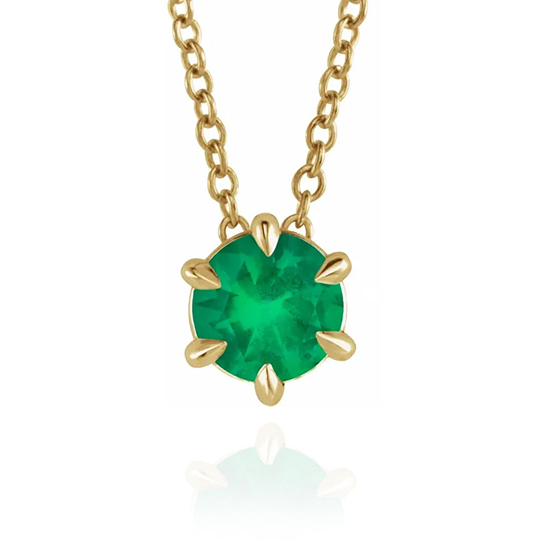 Emerald Solitaire Necklace - 35th Anniversary Gift
