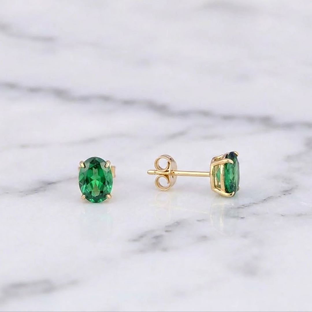 Gold Emerald Earrings 35th Anniversary Gift
