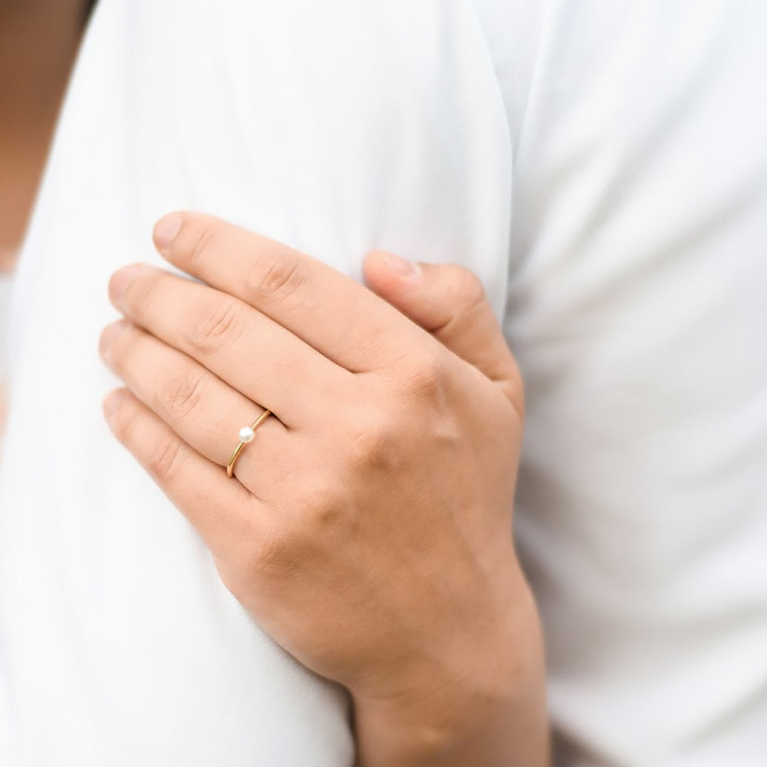 Gold pearl ring 12th anniversary gift 2