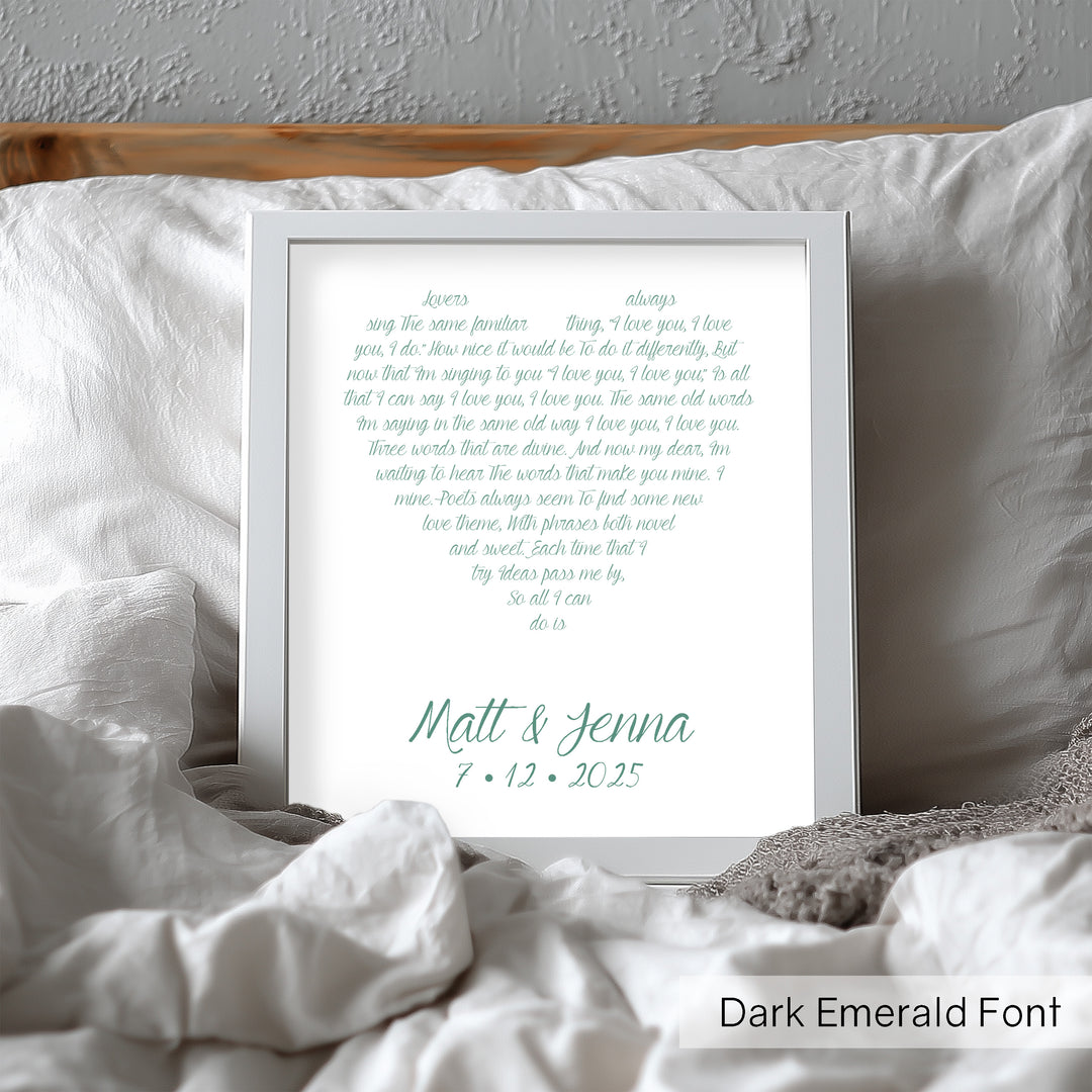 Heart Lyrics Emerald Anniversary Print