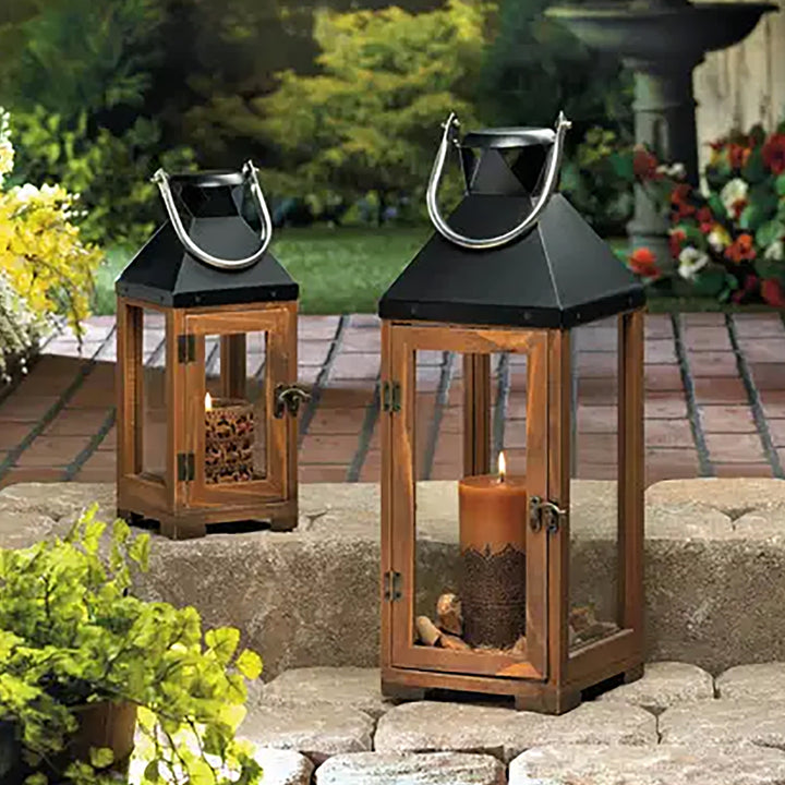 Large Wooden Candle Lantern