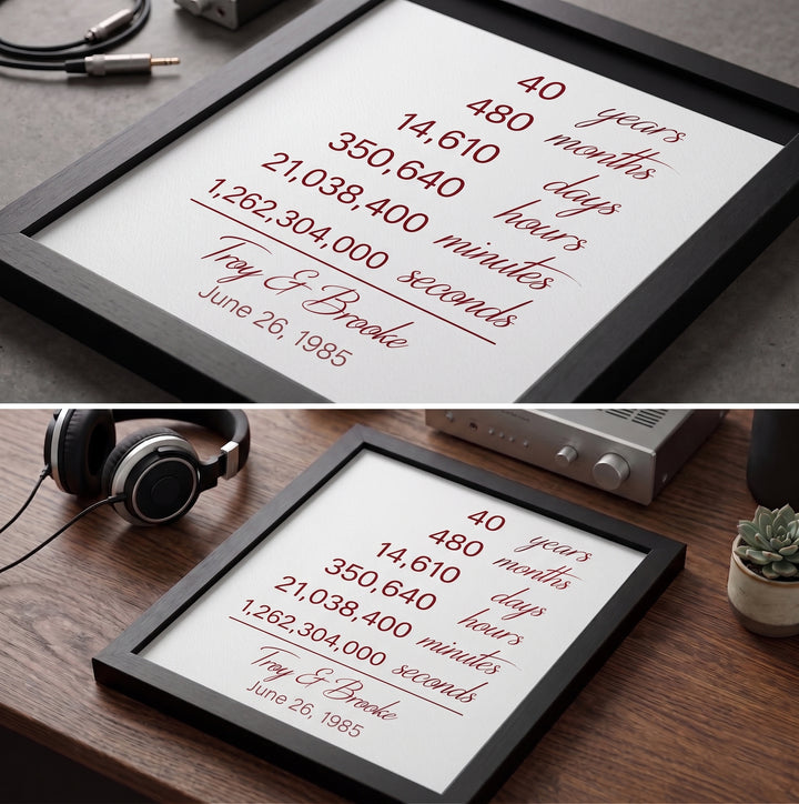 Personalized Ruby Red 40th Anniversary Gift Sign