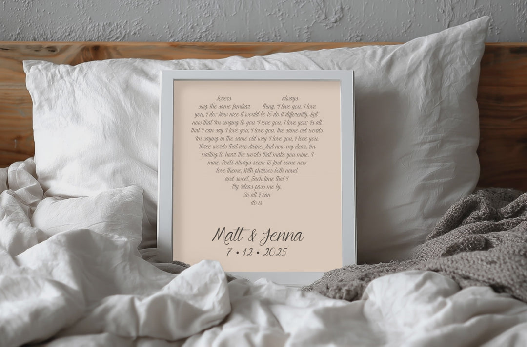 Heart Lyrics Print - Coral Anniversary Gift