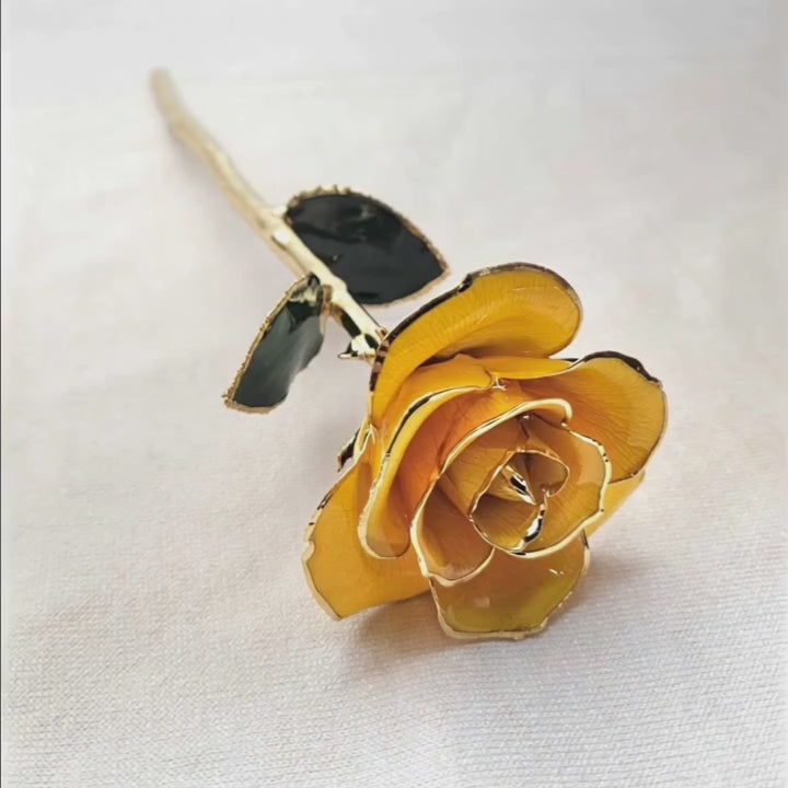 Yellow Rose Dipped In Gold - 1st Anniversary Gift