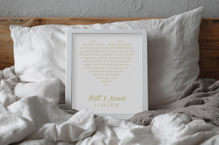 Heart Lyrics Print - Yellow Anniversary Gift