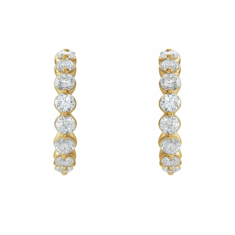 Set of 14k Gold Hoop Moissanite Earrings