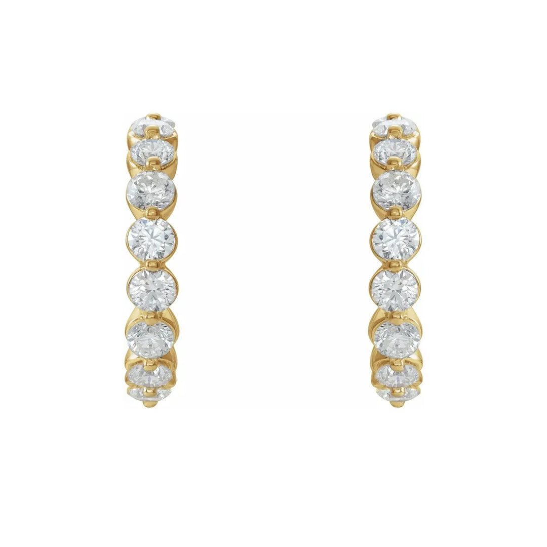 Set of 14k Gold Hoop Moissanite Earrings