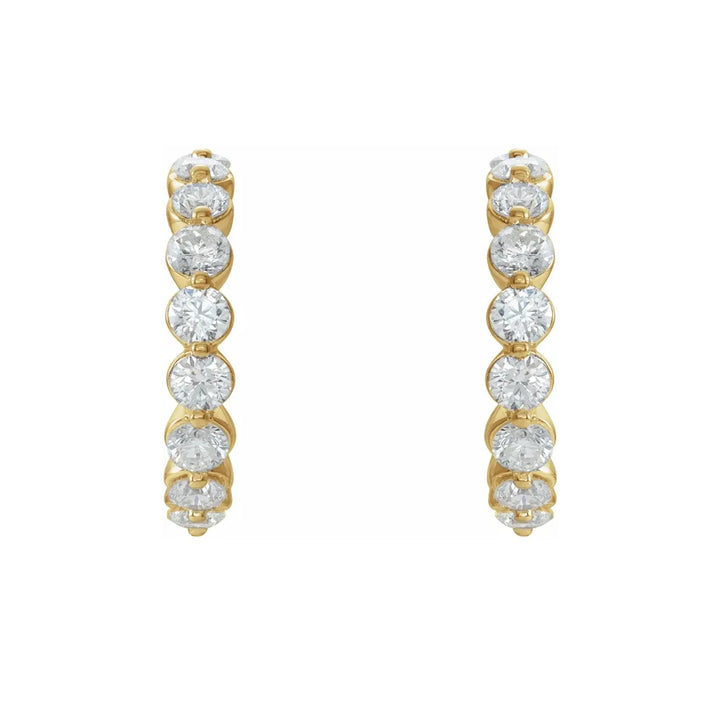 Set of 14k Gold Hoop Moissanite Earrings