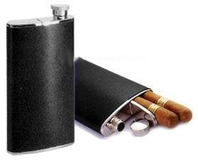 Cigar Holder and Flask Combo