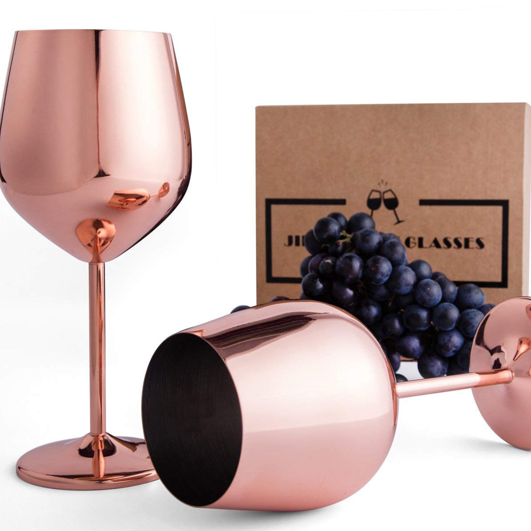 Pure Copper Wine Glass, Set of 2, Shatter Proof Glasses, Unbreakable Wine  Glass Goblets, Premium Gift for Men Women, Rose Gold Birthday Gift 
