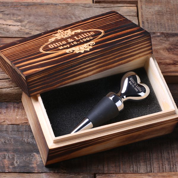 Heart Shaped Wine Stopper With Box- Personalized