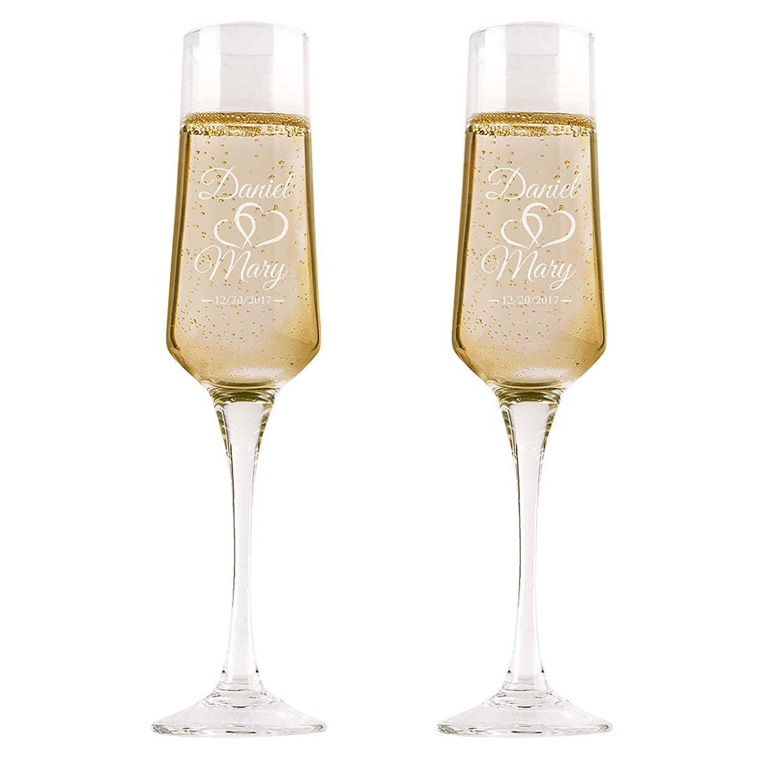 Personalized Champagne Flute Glass Set Wedding Gift- Anniversary – MAISON  CUSTOM