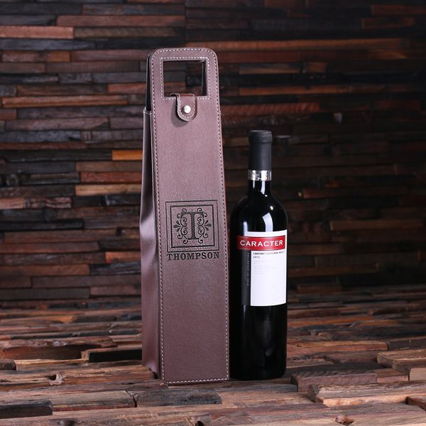 Personalized Leather Wine Bottle Holder