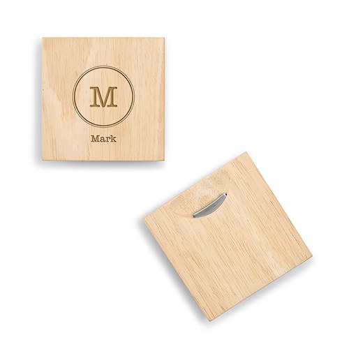 Personalized Wood Coaster With Bottle Opener
