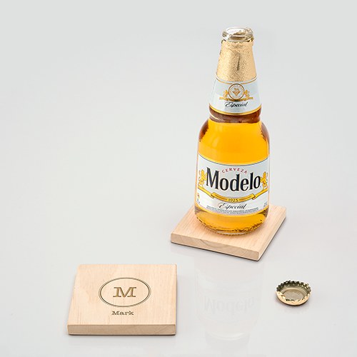 Personalized Wood Coaster With Bottle Opener