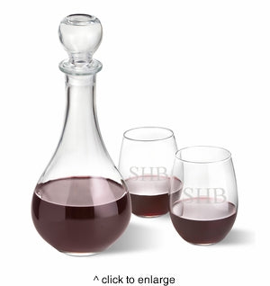 Wine Decanter Set With Personalized Stemless Wine Glasses