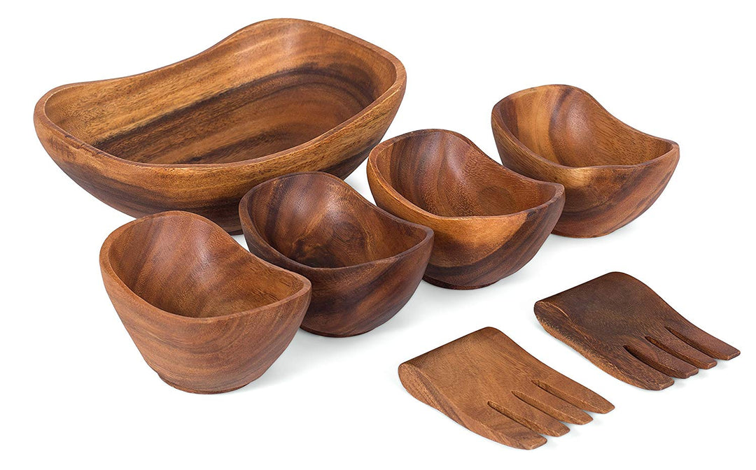 Wood Salad Bowl Set