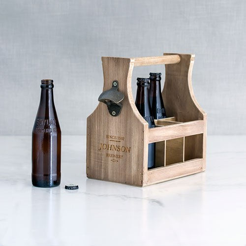 Rustic Personalized Beer Bottle Holder